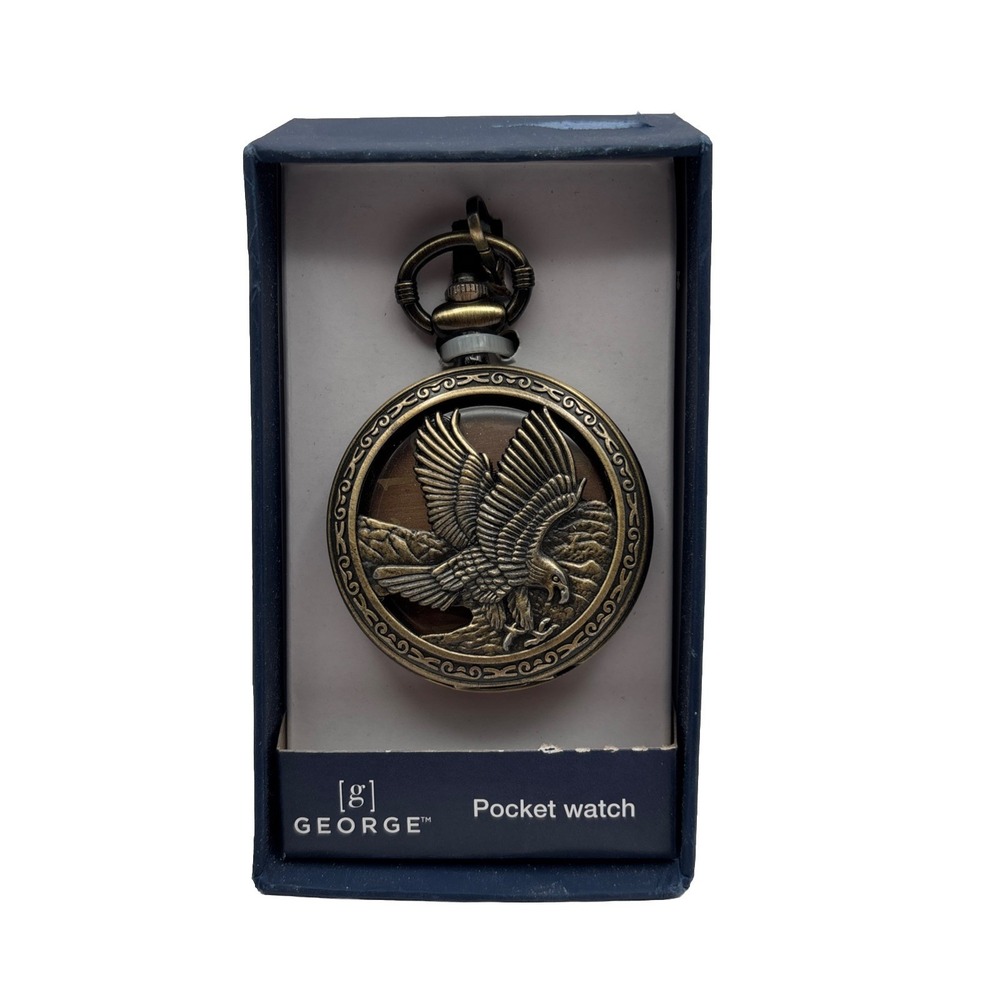 George‎ Vintage Eagle Design Pocket Watch New In Box.
